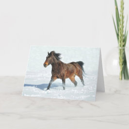 Mustang Horse Running i Snö-julkort Kort