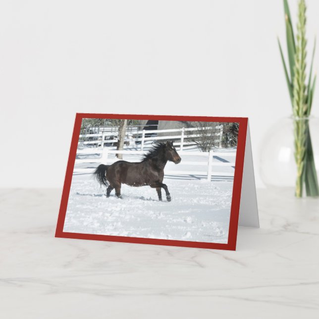 Mustang Horse Running Säsonhälsningars Card Kort (Framsida)