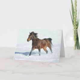 Mustang Horse Running Snö Säsonhälsningars Card Kort