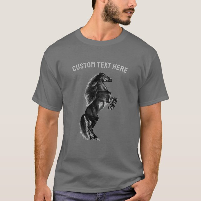 Mustang Horse T-Shirt med Anpassningsbar Text (Framsida)