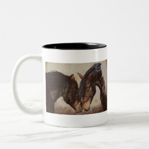 Mustang Horse Wooden Grunge-utseende Två-Tonad Mugg