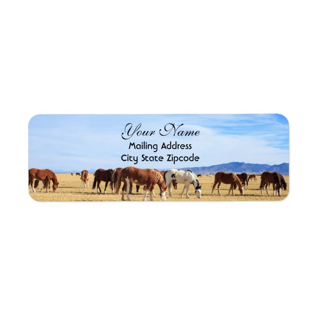 Mustang Horses Return Address Returadress Etikett (Framsidan)