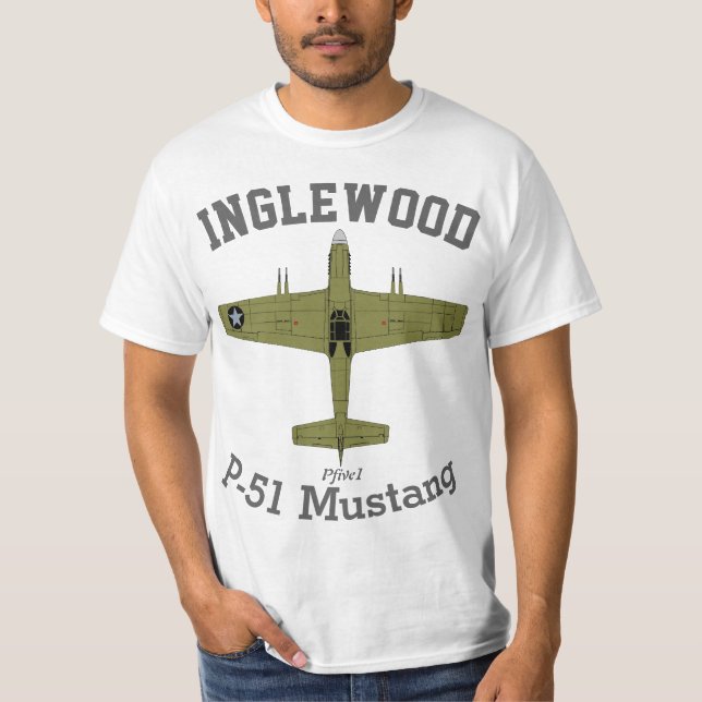 Mustang Inglewood för Pfive1 P-51 Tee Shirt (Framsida)