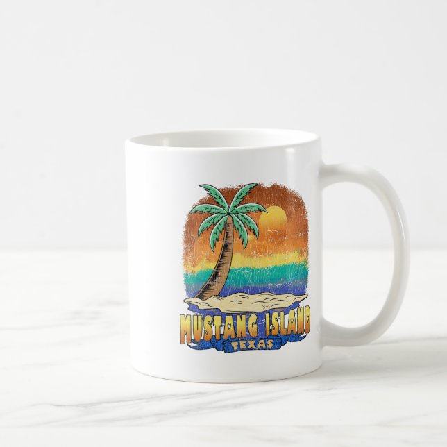 Mustang Island Texas Vintage Distress Souvenir Kaffemugg (Höger)