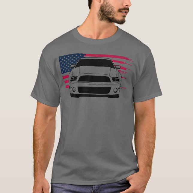 Mustang Musclecar Generation 5 w Flag boy T Shirt (Framsida)