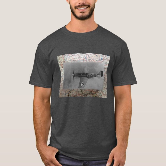 Mustang P51 över Tysklandet WW2 T-shirt (Framsida)