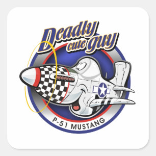 mustang p-51 fyrkantigt klistermärke