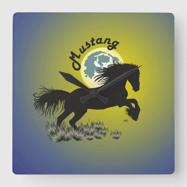 Mustang Pferdeliebhaber Uhr Fyrkantig Klocka (Framsida)