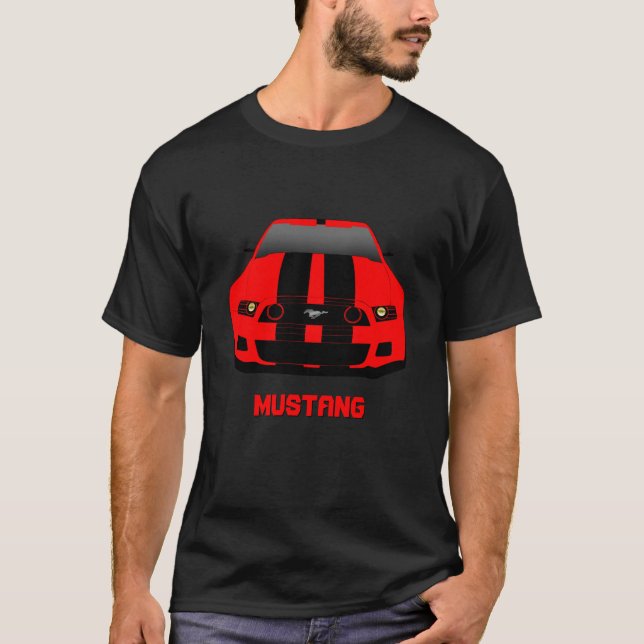 Mustang Red Car T-Shirt (Framsida)