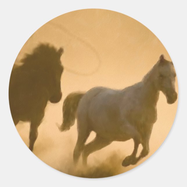 Mustang Roundup Runt Klistermärke (Framsida)