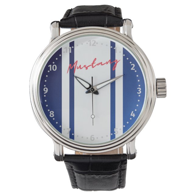 Mustang Watch Blue and White Armbandsur (Framsida)