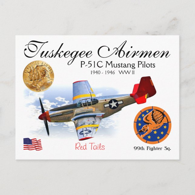 MUSTANGEN FÖR TUSKEGEE-AIRMEN P-51C LOTSAR VYKORT (Framsida)
