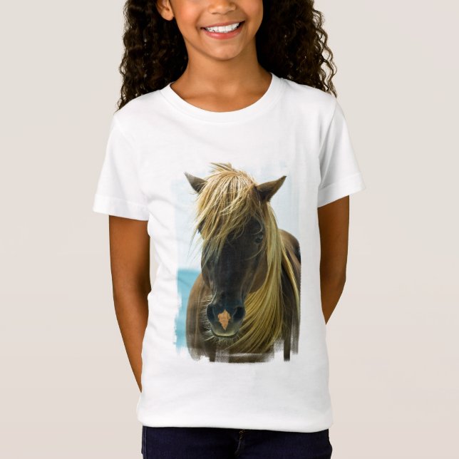 Mustangflicka T-tröja Tee Shirt (Framsida)
