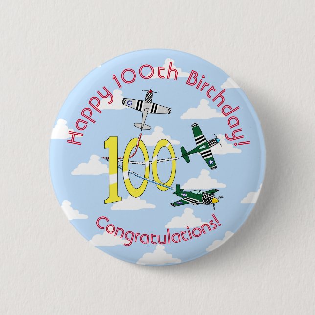 Mustangs 100-årsdag (blå himmel) märke knapp (Framsida)