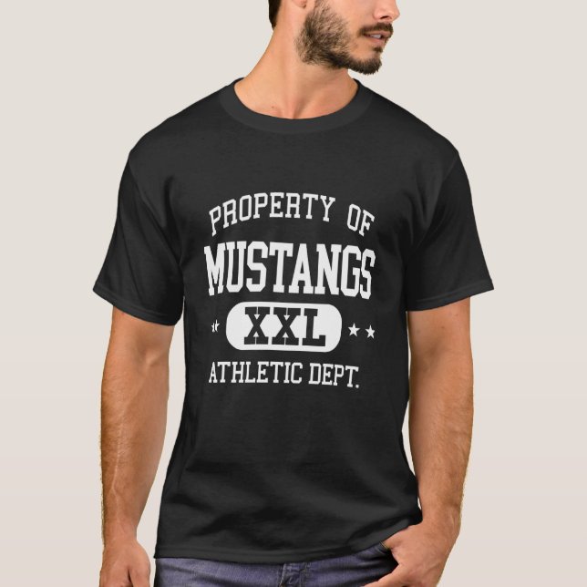 Mustangs Retro Athletic Egendom Dept T Shirt (Framsida)