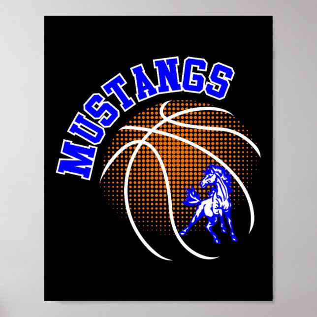 Mustangs Sketll Mustang Pride Skolanda Maskot Poster (Framsidan)