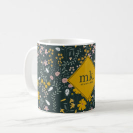 Mustard Blommigt Beetles & Bees Bohemian Wildblomm Kaffemugg
