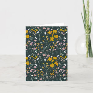 Mustard Blommigt Beetles & Bees Bohemian Wildblomm Kort