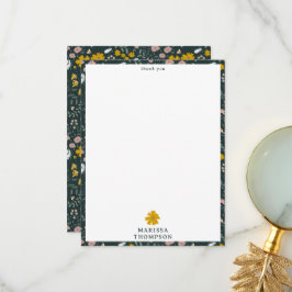 Mustard Blommigt Beetles & Bees Bohemian Wildblomm Tack Kort