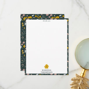 Mustard Blommigt Beetles & Bees Bohemian Wildblomm Tack Kort