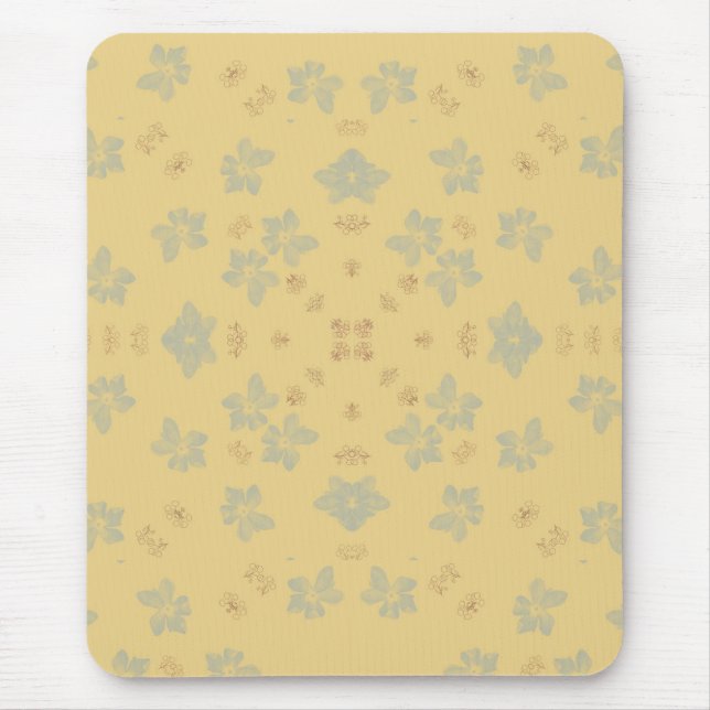Mustard Blommigt Mousepad Musmatta (Framsidan)