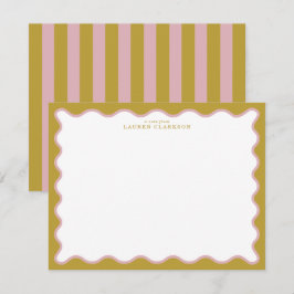 Mustard & Blush Pink Wavy Border Note Card Inbjudningar