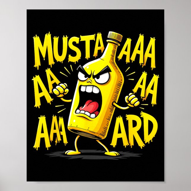 Mustard Bottle Scream Funny Condiment Rap Humor  Poster (Framsidan)