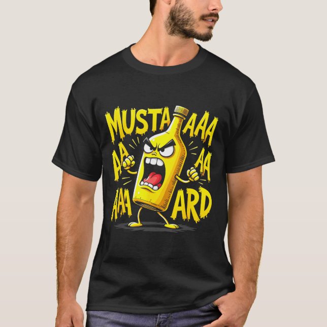 Mustard Bottle Scream Funny Condiment Rap Humor  T Shirt (Framsida)