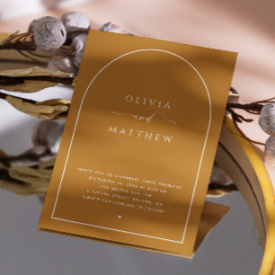 Mustard Brown Arch Fall Wedding. Höstfotot + QR Inbjudningar