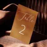 Mustard Brown Minimalist Script Fall Wedding Bordsnummer<br><div class="desc">Det här bordsnumret i elegant bröllop har en rik med senapsbrun bakgrund parad med delikat vitt skript och fet numrering för ett rent, modernt utseende. Den varma, krydda tonen ge är en inbjudan, ett djupt känsel - perfekt för bröllop, rustiska receptioner eller mysigt firande utomhus. Den här designen, som är...</div>