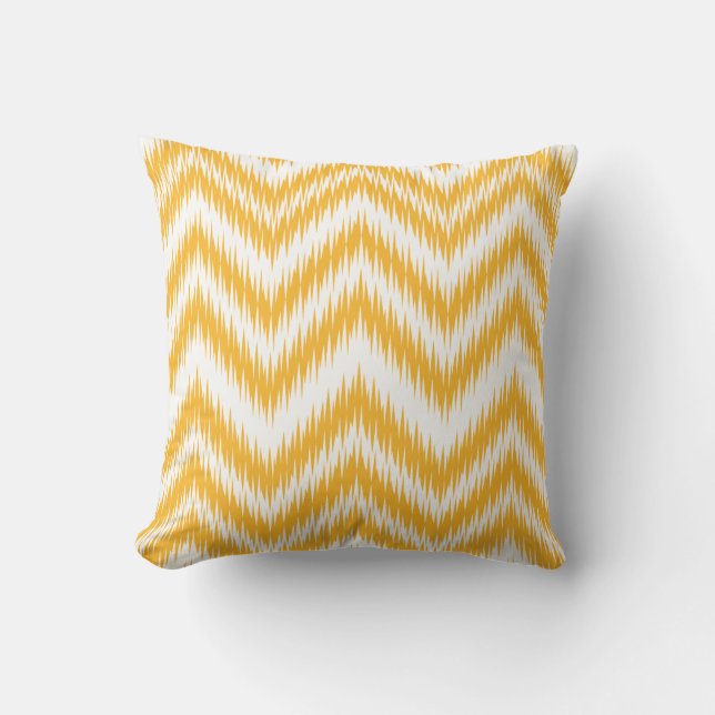 Mustard Chevron Ikat Mönster Pillow Kudde (Framsida)
