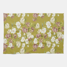 Mustard Cranberry Floral Kitchen Towels Kökshandduk