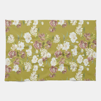 Mustard Cranberry Floral Kitchen Towels Kökshandduk