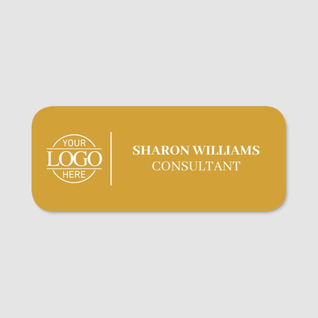 Mustard Custom Business Logo Employee Magnetic Namnbricka (Framsida)