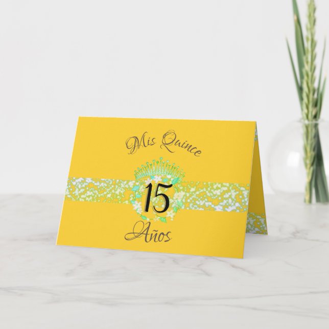Mustard Guld Elegant Quinceanera Firande Inbjudan (Framsida)