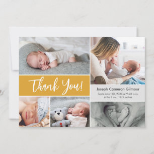 Mustard Gult Baby Fotokollage babydusch Tack Kort