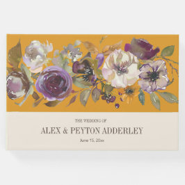 Mustard Gult Cream Lila Blommigt Bröllop Gästböcker