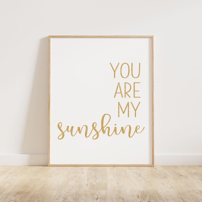 Mustard Gult du är min solsken Poster (You Are My Sunshine, a minimalist typography quote in a mustard yellow distressed texture)