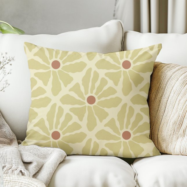 Mustard Gult Funky Boho Hand plockade Flowers Kudde (Skapare uppladdad)