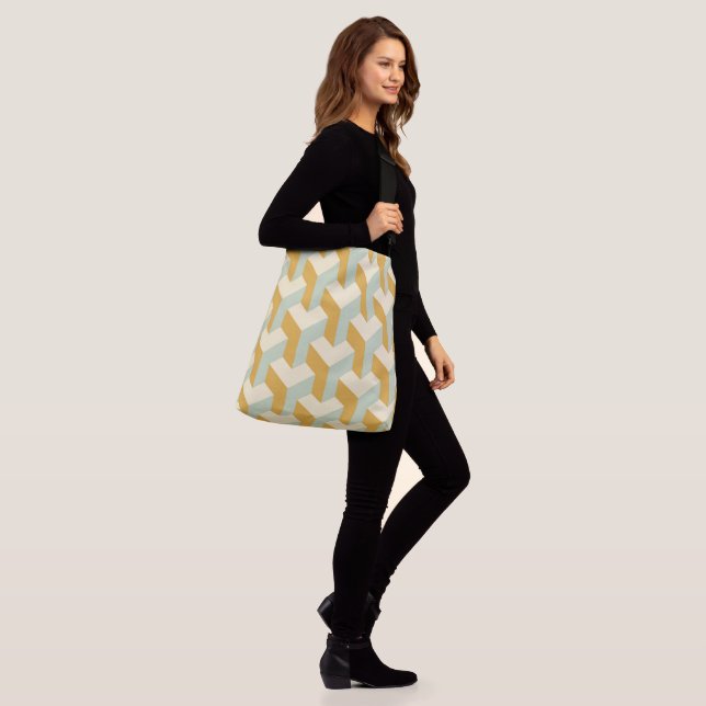 "MUSTARD GULT GEOMETRIC" KOR-BODY Tote Bag Axelväska (På modell)