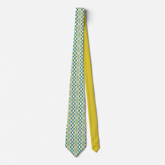 Mustard Gult Grönt Blue Lila Geometric Mönster Slips (Framsida)