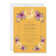 Mustard Gult Lila Blommigt Möhippa Inbjudan