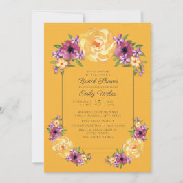 Mustard Gult Lila Blommigt Möhippa Inbjudan