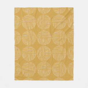 Mustard Gult Modern Lining Circles Minimalist Pat Fleecefilt