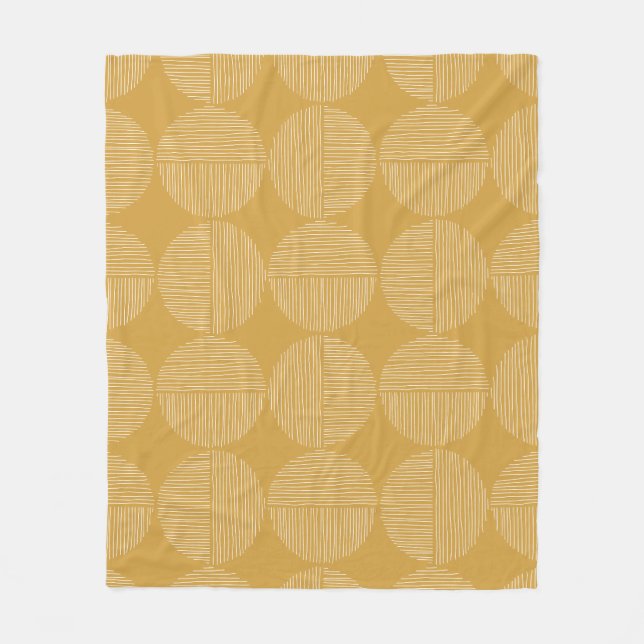 Mustard Gult Modern Lining Circles Minimalist Pat Fleecefilt (Framsidan)