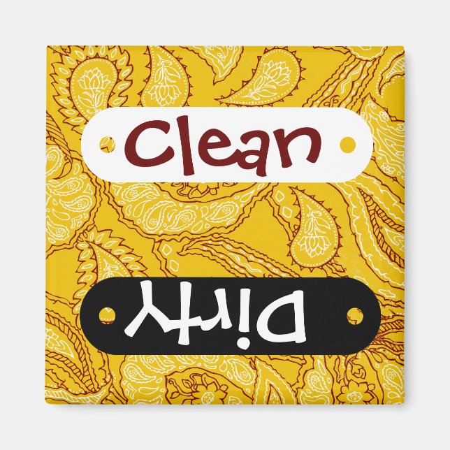 Mustard Gult Paisley Print Summer Roligt Girly Magnet (Framsidan)