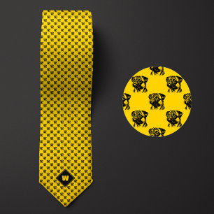 Mustard Gult Pug Mönster Slips