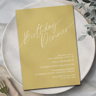 Mustard Gult Simple Boho Avslappnad Birthday Midda Inbjudningar