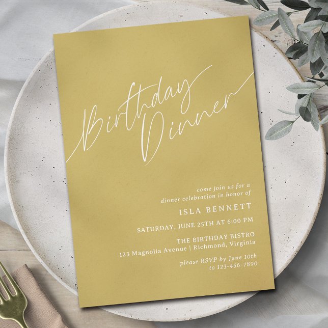 Mustard Gult Simple Boho Avslappnad Birthday Midda Inbjudningar (Skapare uppladdad)