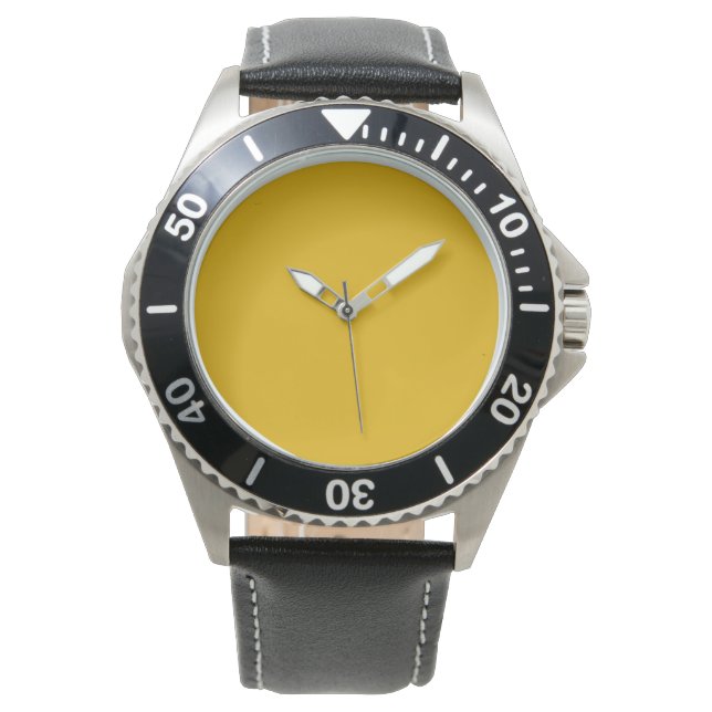 Mustard Gult Solid Färg Armbandsur (Framsida)
